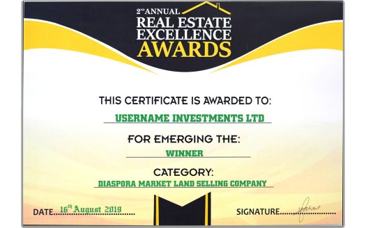 Username Investment Kenya Awarded The Best Land Selling Company