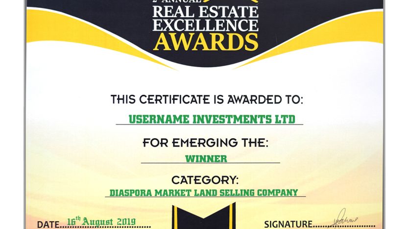 Username Investment Kenya Awarded The Best Land Selling Company